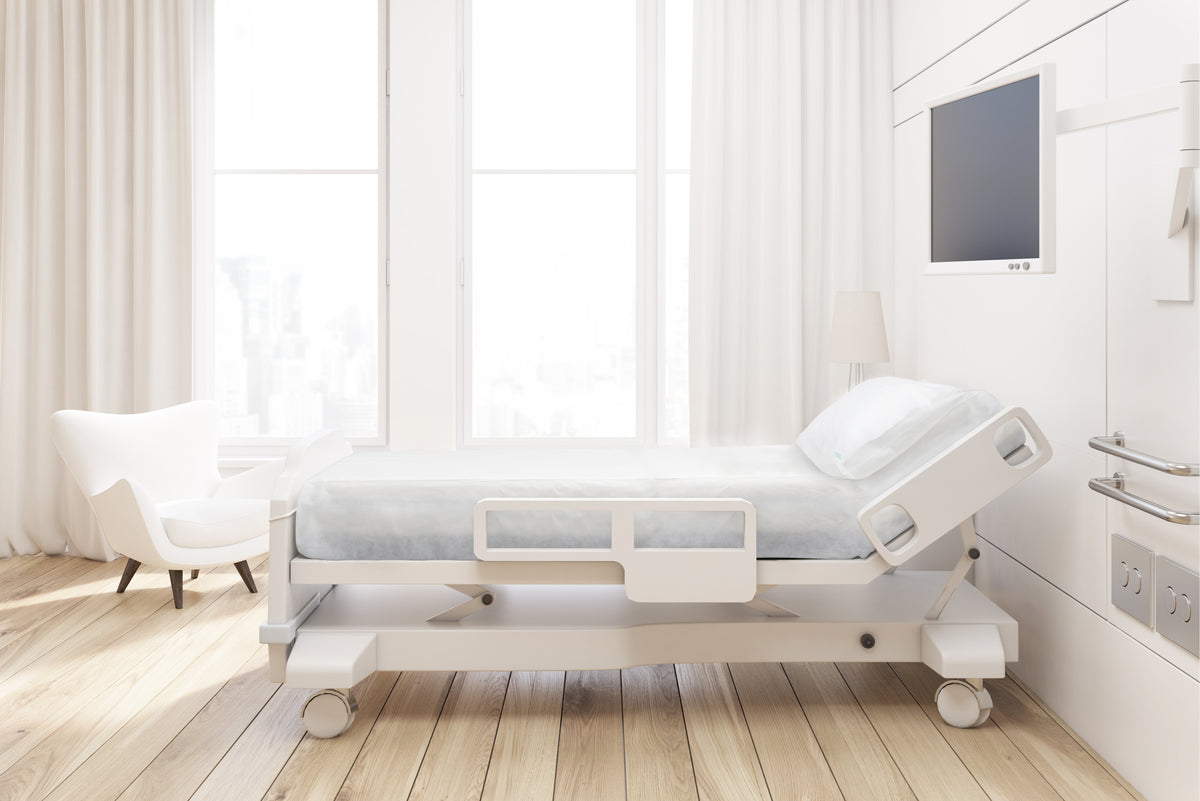 Hospital bed dressed in Purifas single-use linen